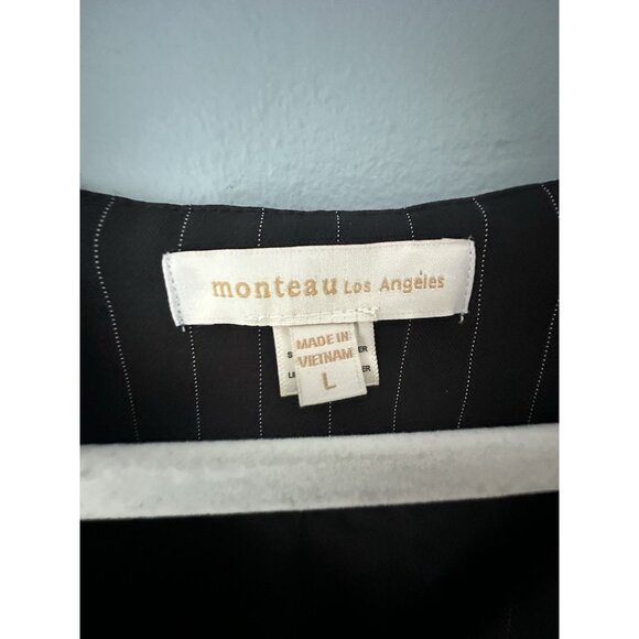 Womens Monteau Pinstripe Suit Vest Waistcoat Sleeveless Tuxedo Slim Size L NWT - Picture 2 of 4